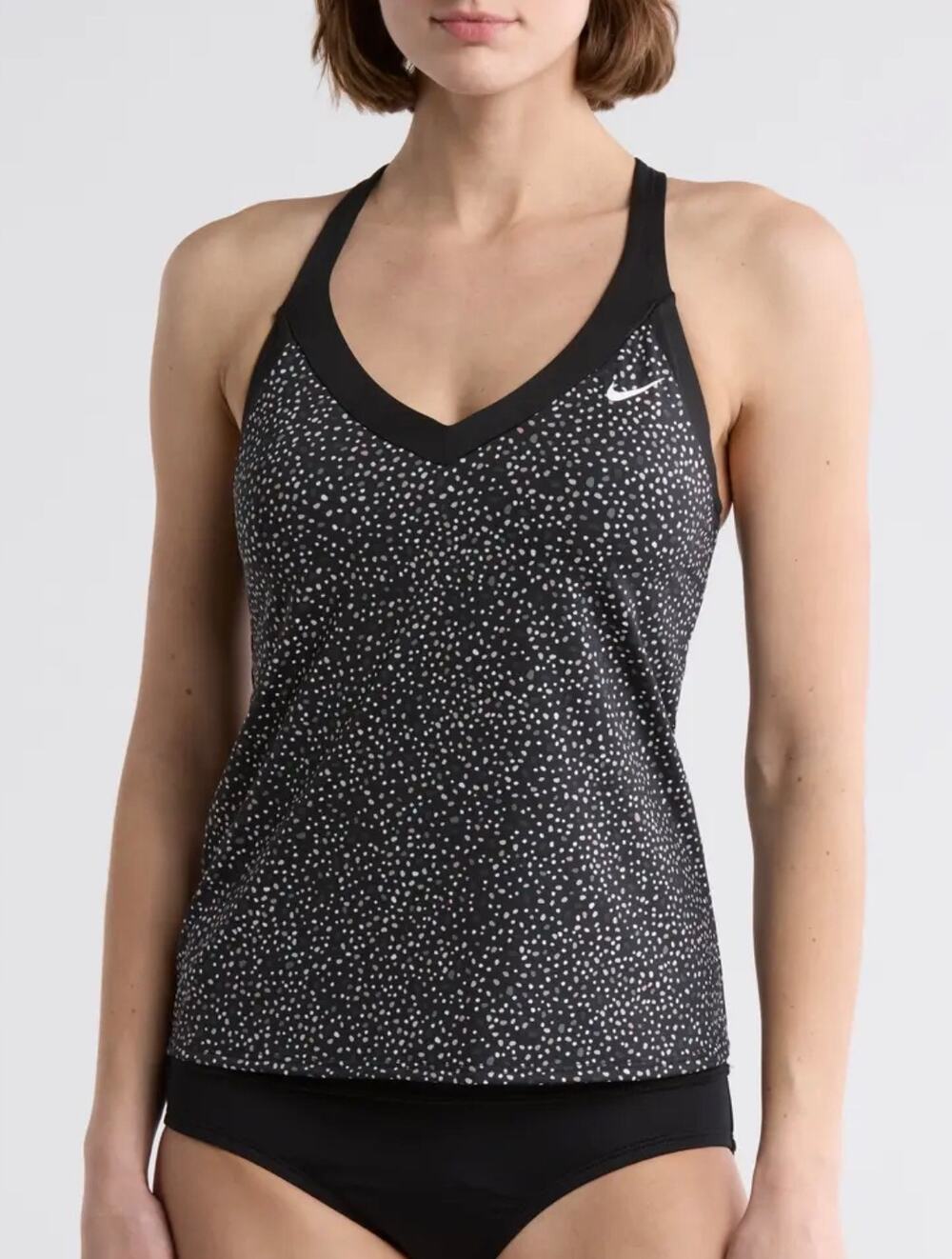 NIKE NWT MSRP $52.00 Gray & Back Racerback Tankini Swim Top Size Medium